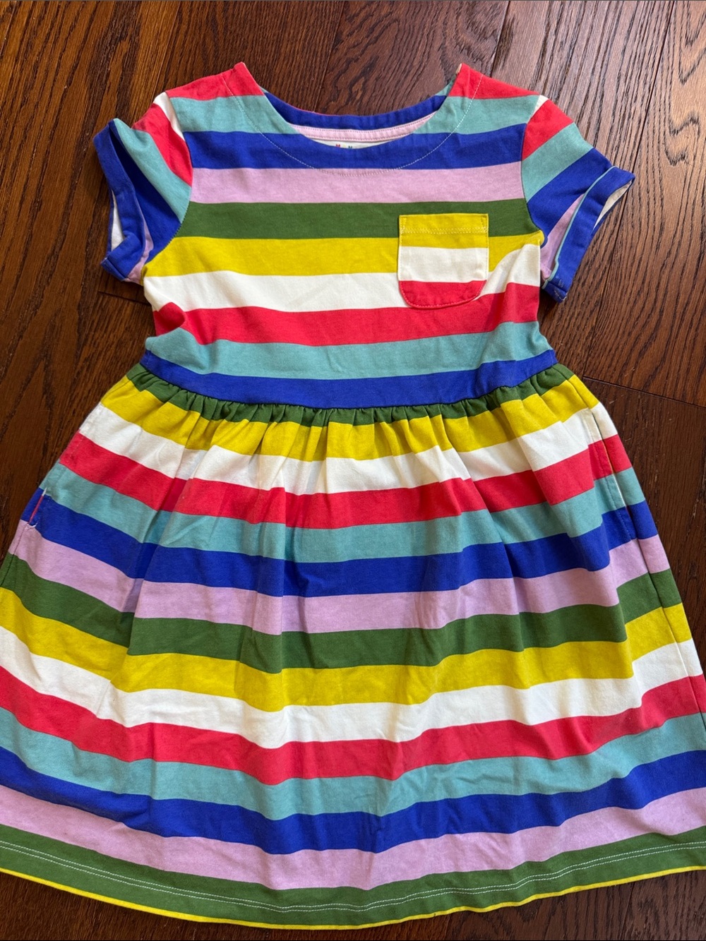 Boden Girls' Rainbow Stripe Pocket Dress